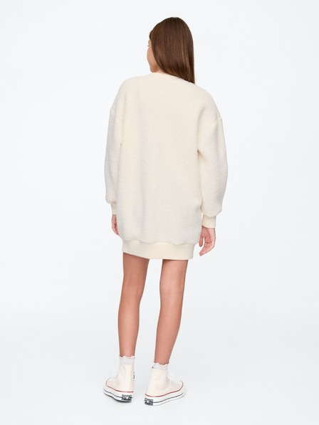 GAP Rochie tip hanorac oversize sherpa pentru copii cu logo GAP