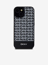 DKNY PU Leather Repeat Pattern Bottom Stripe MagSafe Back Cover pentru iPhone 15 negru DKNY
