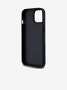 DKNY PU Leather Repeat Pattern Bottom Stripe MagSafe Back Cover pentru iPhone 15 negru DKNY