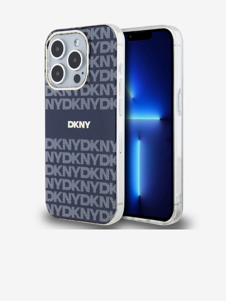 DKNY PC/TPU Repeat Pattern Tonal Stripe Magsafe Back Cover pentru iPhone 15 Pro albastru DKNY