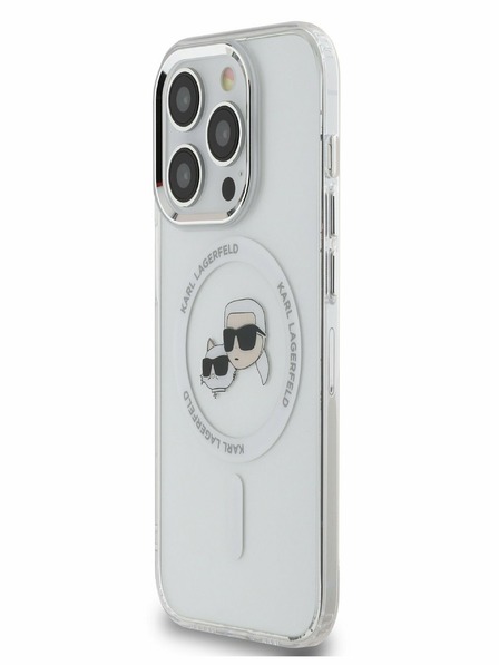 Karl Lagerfeld Karl Lagerfeld IML K&CH Heads Metal Frame MagSafe Back Cover pentru iPhone 15 Pro Transparent