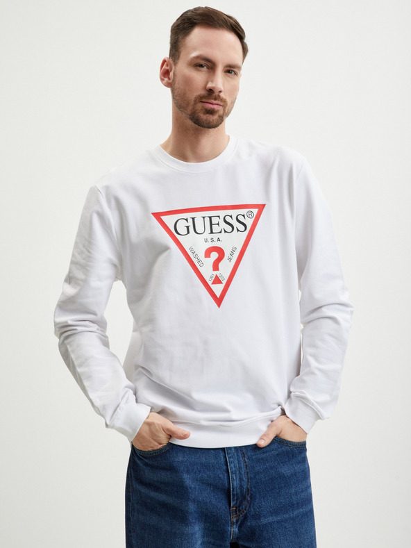 Guess Hanorac alb Guess Audley pentru bărbați