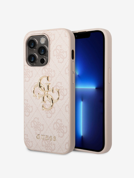 Guess Guess PU 4G Metal Logo Back Cover pentru iPhone 15 Pro Max roz