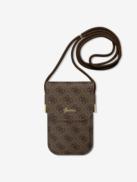 Guess Guess PU 4G Metal Logo Script Bag pentru telefon maro