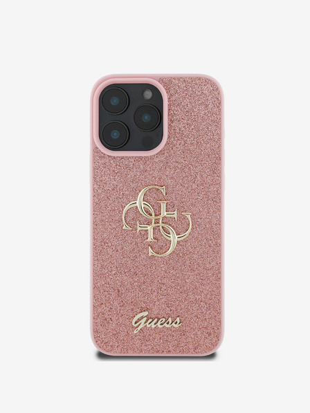 Guess Guess PU Fixed Glitter 4G Metal Logo Back Cover pentru iPhone 16 Pro Pink