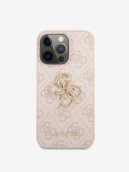 Guess Guess PU 4G Metal Logo Back Cover pentru iPhone 13 Pro Roz