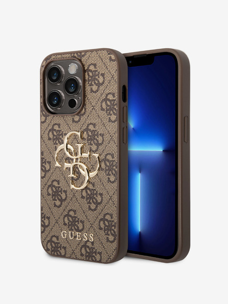 Guess Guess PU 4G Metal Logo Back Cover pentru iPhone 15 Pro Brown
