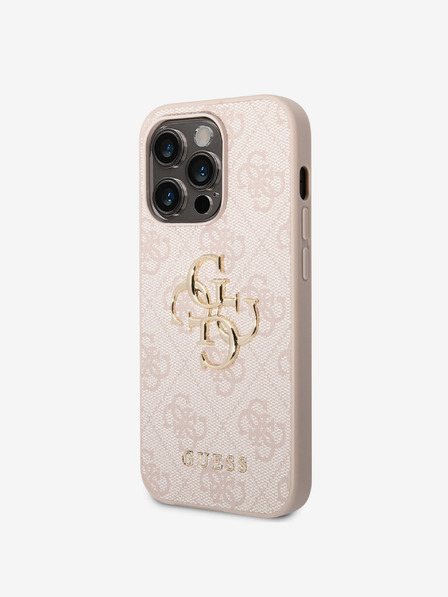 Guess Guess PU 4G Metal Logo Back Cover pentru iPhone 15 Pro roz