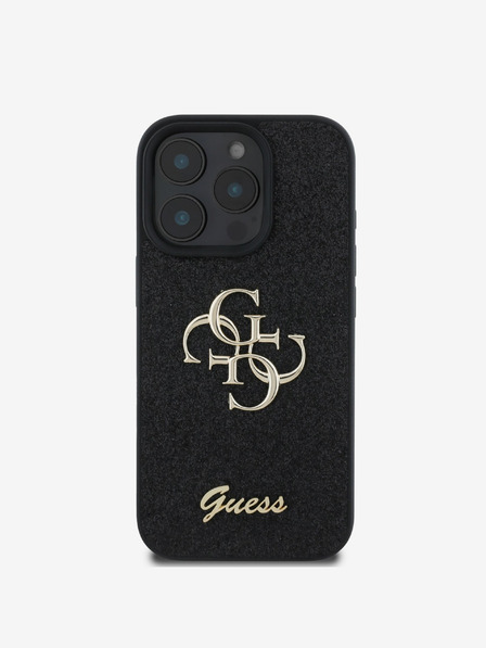 Guess Guess PU Fixed Glitter 4G Metal Logo Back Cover pentru iPhone 16 Pro Black