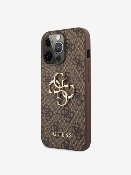 Guess Guess PU 4G Metal Logo Back Cover pentru iPhone 13 Pro Max Brown