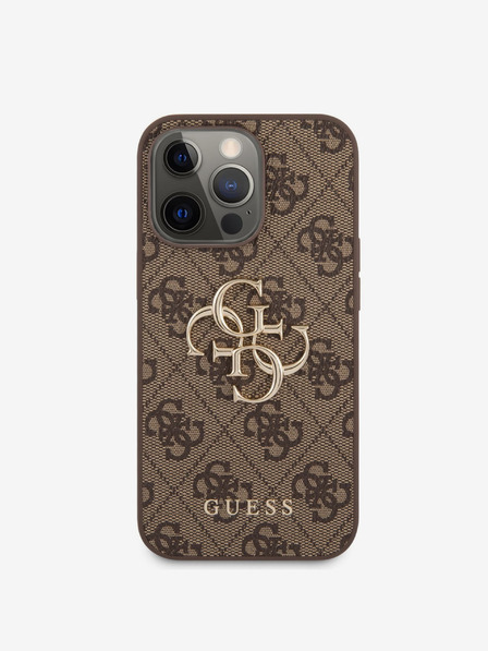 Guess Guess PU 4G Metal Logo Back Cover pentru iPhone 13 Pro Max Brown