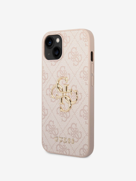 Guess Guess PU 4G Metal Logo Back Cover pentru iPhone 14 Roz
