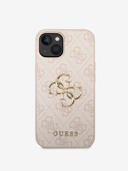 Guess Guess PU 4G Metal Logo Back Cover pentru iPhone 14 Roz