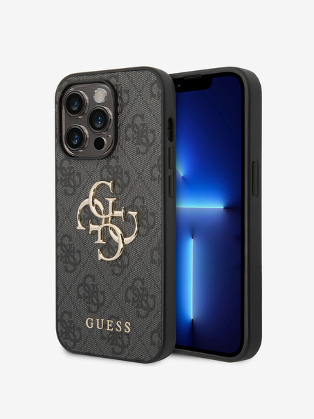 Guess Guess PU 4G Metal Logo Back Cover pentru iPhone 15 Pro Grey