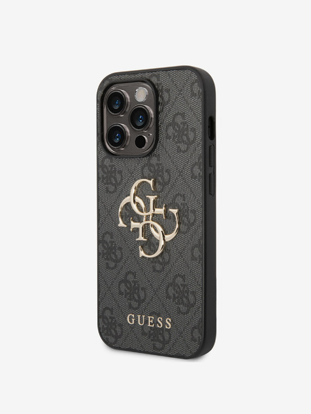 Guess Guess PU 4G Metal Logo Back Cover pentru iPhone 15 Pro Grey