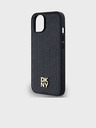 DKNY PU Leather Repeat Pattern Stack Logo Magsafe Back Cover pentru iPhone 15 negru DKNY