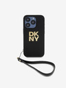 DKNY PU piele Stack Logo Wrist Strap Back Cover pentru iPhone 14 Pro Max negru DKNY