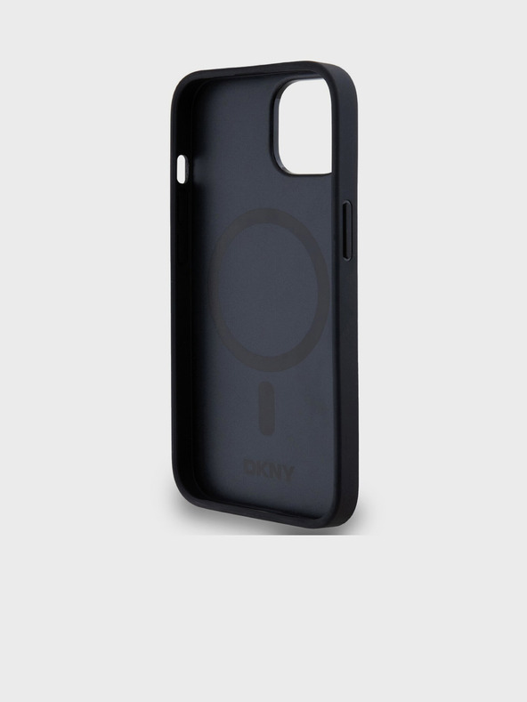 DKNY PU Leather Repeat Pattern Bottom Stripe MagSafe Back Cover pentru iPhone 13 negru DKNY