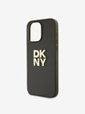 DKNY PU piele Stack Logo Wrist Strap Back Cover pentru iPhone 14 Pro Max Brown DKNY