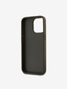 DKNY PU piele Stack Logo Wrist Strap Back Cover pentru iPhone 14 Pro Max Brown DKNY