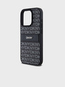 DKNY PU Leather Repeat Pattern Tonal Stripe Back Cover pentru iPhone 14 Pro Max negru DKNY