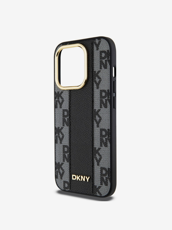 DKNY PU piele Checkered Pattern Magsafe Back Cover pentru iPhone 15 Pro Max negru DKNY