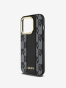 DKNY PU piele Checkered Pattern Magsafe Back Cover pentru iPhone 15 Pro Max negru DKNY