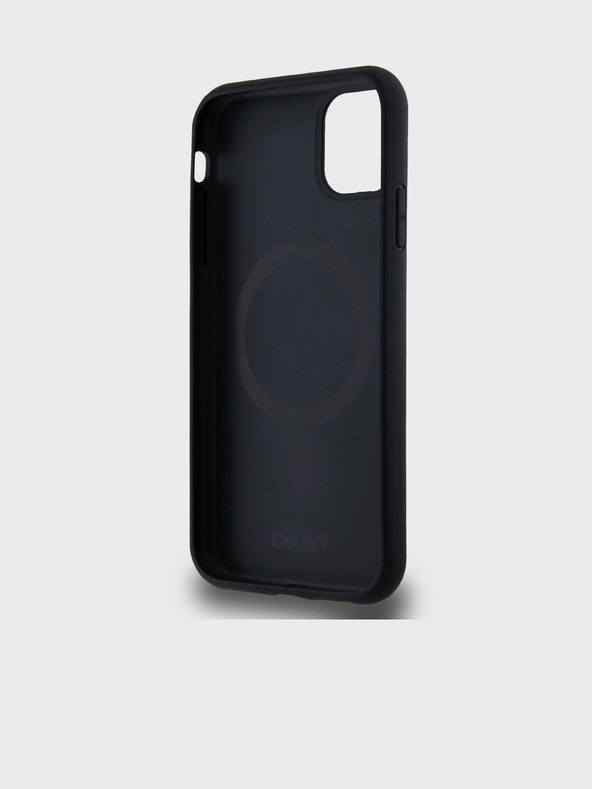 DKNY Piele PU Repeat Pattern Stack Logo Magsafe Back Cover pentru iPhone 11 negru DKNY