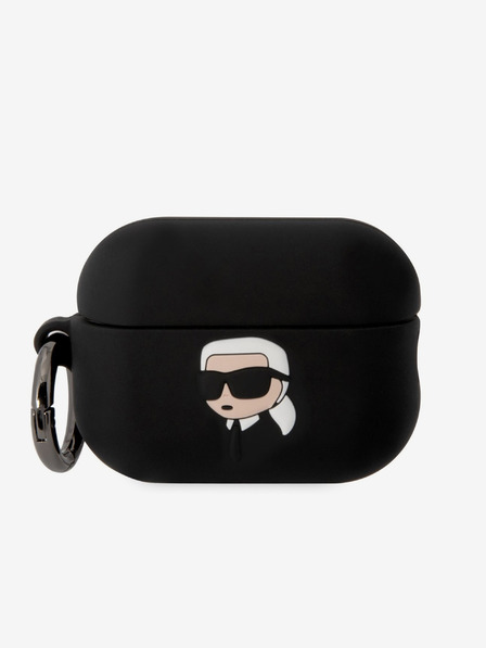 Karl Lagerfeld Logo 3D NFT Karl Head Carcasă din silicon pentru Airpods Pro 2 negru Karl Lagerfeld