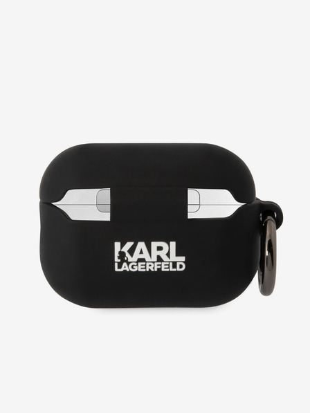 Karl Lagerfeld Logo 3D NFT Karl Head Carcasă din silicon pentru Airpods Pro 2 negru Karl Lagerfeld