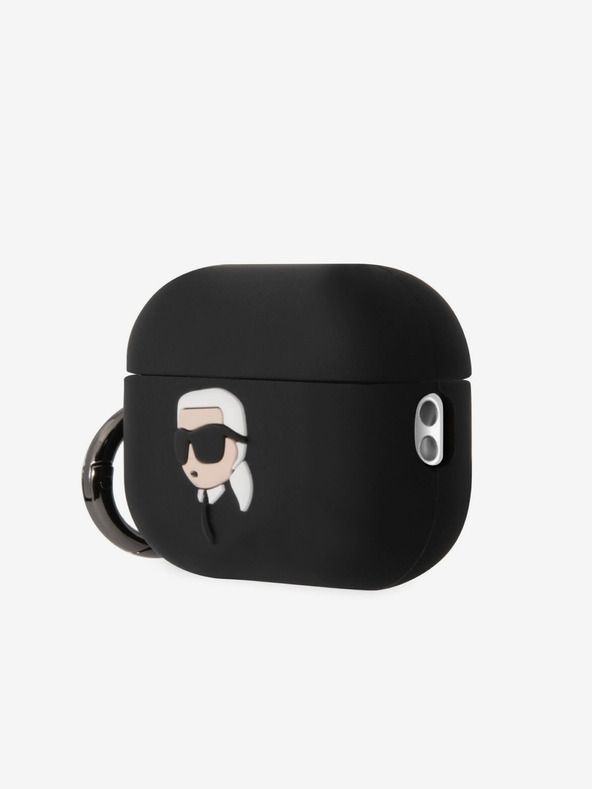 Karl Lagerfeld Logo 3D NFT Karl Head Carcasă din silicon pentru Airpods Pro 2 negru Karl Lagerfeld