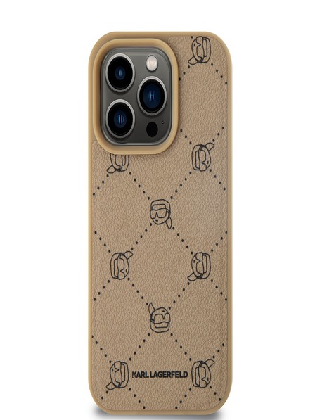 Karl Lagerfeld PU Karl Heads Pattern Magsafe Back Cover pentru iPhone 15 Pro Max Bej Karl Lagerfeld