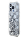 Karl Lagerfeld Liquid Glitter Monogram Gradient Back Cover pentru iPhone 15 Pro Alb Karl Lagerfeld