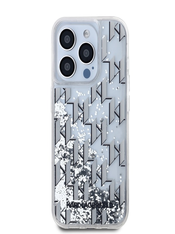 Karl Lagerfeld Liquid Glitter Monogram Gradient Back Cover pentru iPhone 15 Pro Max Alb Karl Lagerfeld
