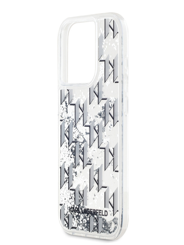 Karl Lagerfeld Liquid Glitter Monogram Gradient Back Cover pentru iPhone 15 Pro Max Alb Karl Lagerfeld