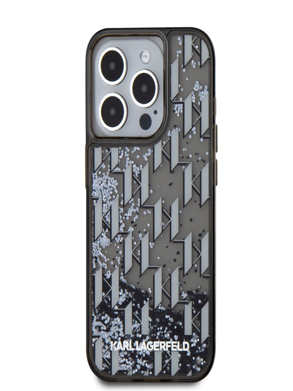 Karl Lagerfeld Liquid Glitter Monogram Gradient Back Cover pentru iPhone 15 Pro Max negru Karl Lagerfeld