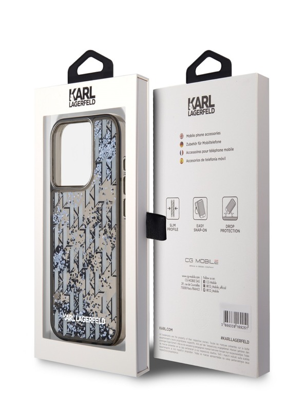 Karl Lagerfeld Liquid Glitter Monogram Gradient Back Cover pentru iPhone 15 Pro Max negru Karl Lagerfeld