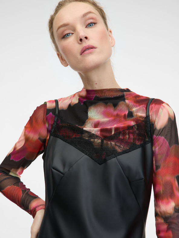 Orsay Rochie midi neagră pentru femei din piele artificială ORSAY