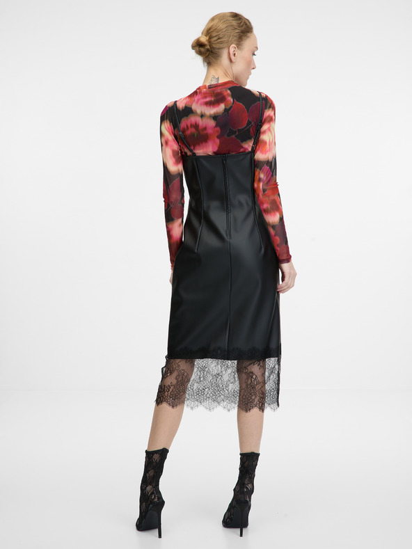 Orsay Rochie midi neagră pentru femei din piele artificială ORSAY