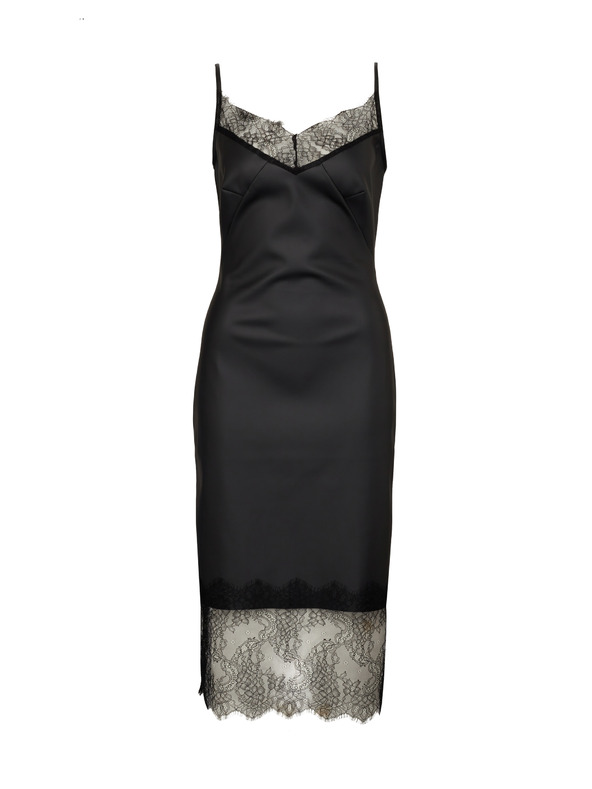 Orsay Rochie midi neagră pentru femei din piele artificială ORSAY