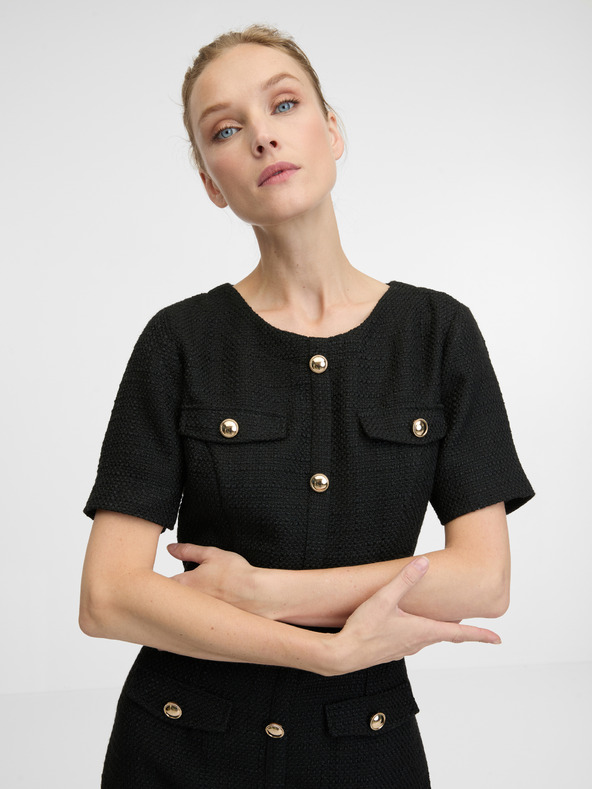 Orsay Rochie neagră de damă fără mâneci până la genunchi ORSAY