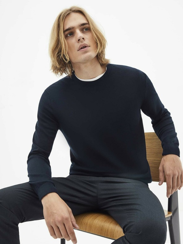 Celio Pulover de bază din lână albastru închis Celio Semerirond