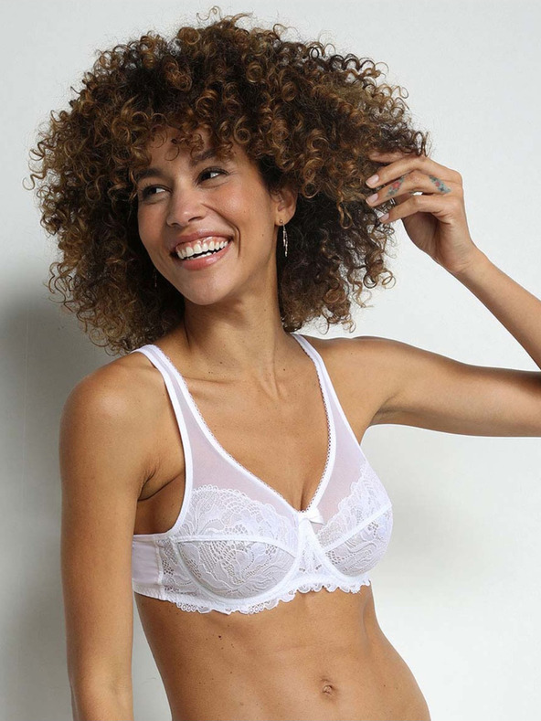 DIM Sutien din dantelă alb pentru femei Dim GENEROUS ESSENTIEL UNDERWIRE BRA