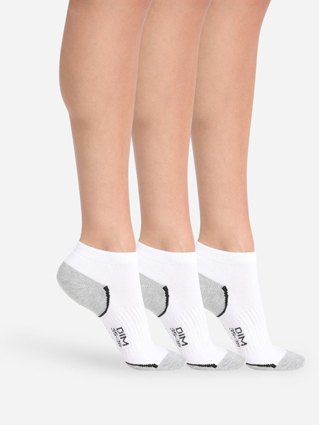DIM Set de trei șosete sport pentru femei în gri și alb Dim SPORT IN-SHOE 3x