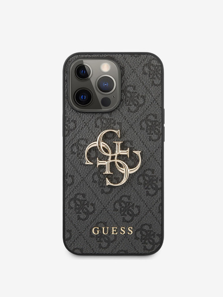 Guess PU 4G Metal Logo Zadní Kryt pro iPhone 13 Pro Grey Carcasa de telefon
