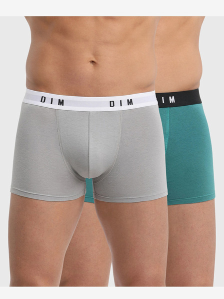 DIM Set de doi boxeri pentru bărbați gri și verzi Dim BOXER ORIGINAL 2x
