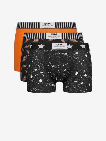 DIM Set de trei boxeri pentru bărbați în negru și portocaliu Dim Vibes Boxer