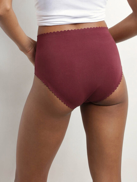 DIM Set de doi chiloți de damă cu talie înaltă DIM Body touch burgundy și roz