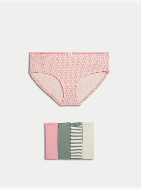 Marks & Spencer Pachet de 5 pantaloni scurți cu talie joasă din amestec de bumbac/Lycra™ Marks & Spencer roz