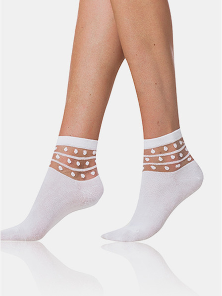 Bellinda Șosete albe de damă cu detalii decorative Bellinda TRENDY COTTON SOCKS